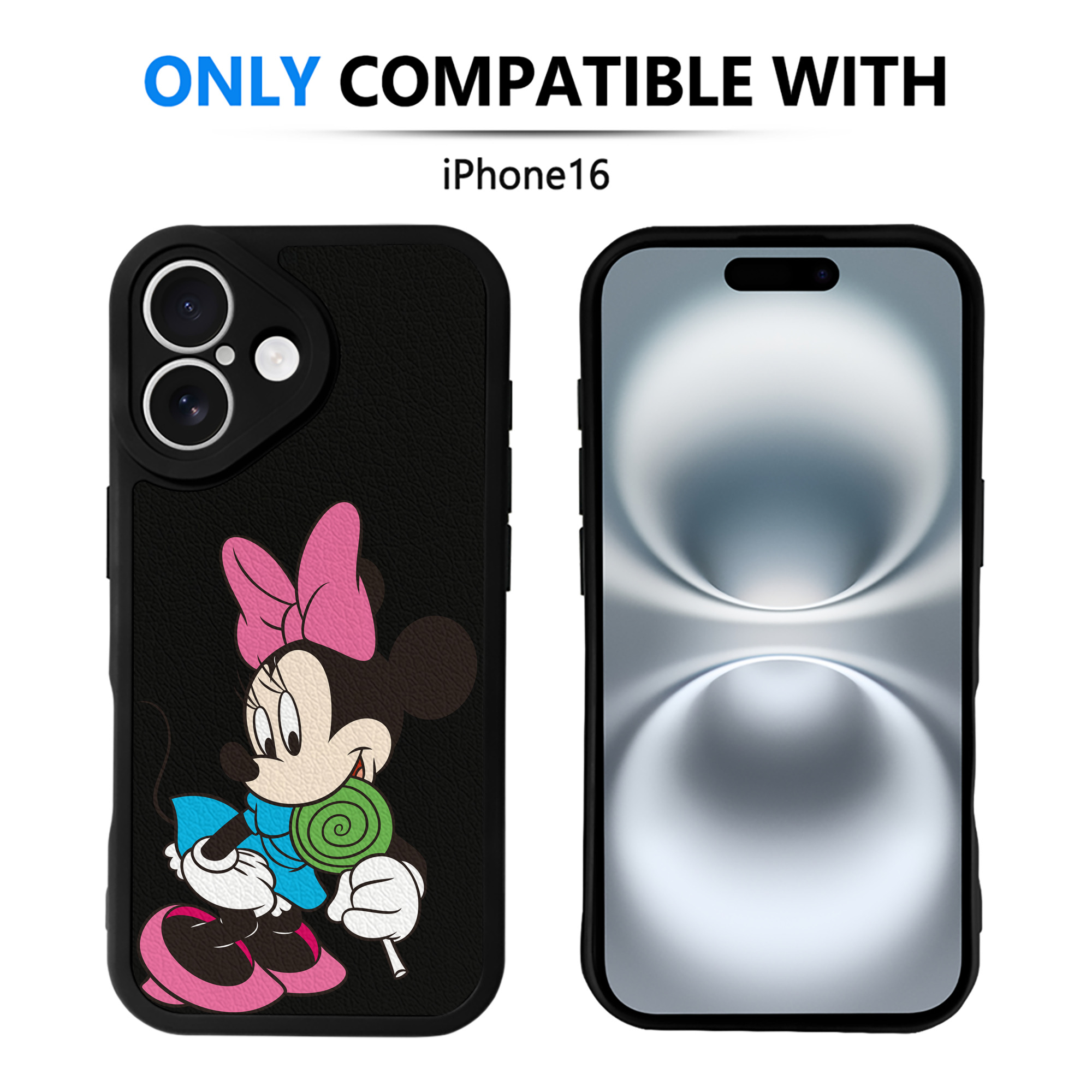 （画像用） ミッキーマウス Mickey Mouse 【iPhone 16シリーズ対応】シリコンスマホケース（レザー調） 材質：シリコン
